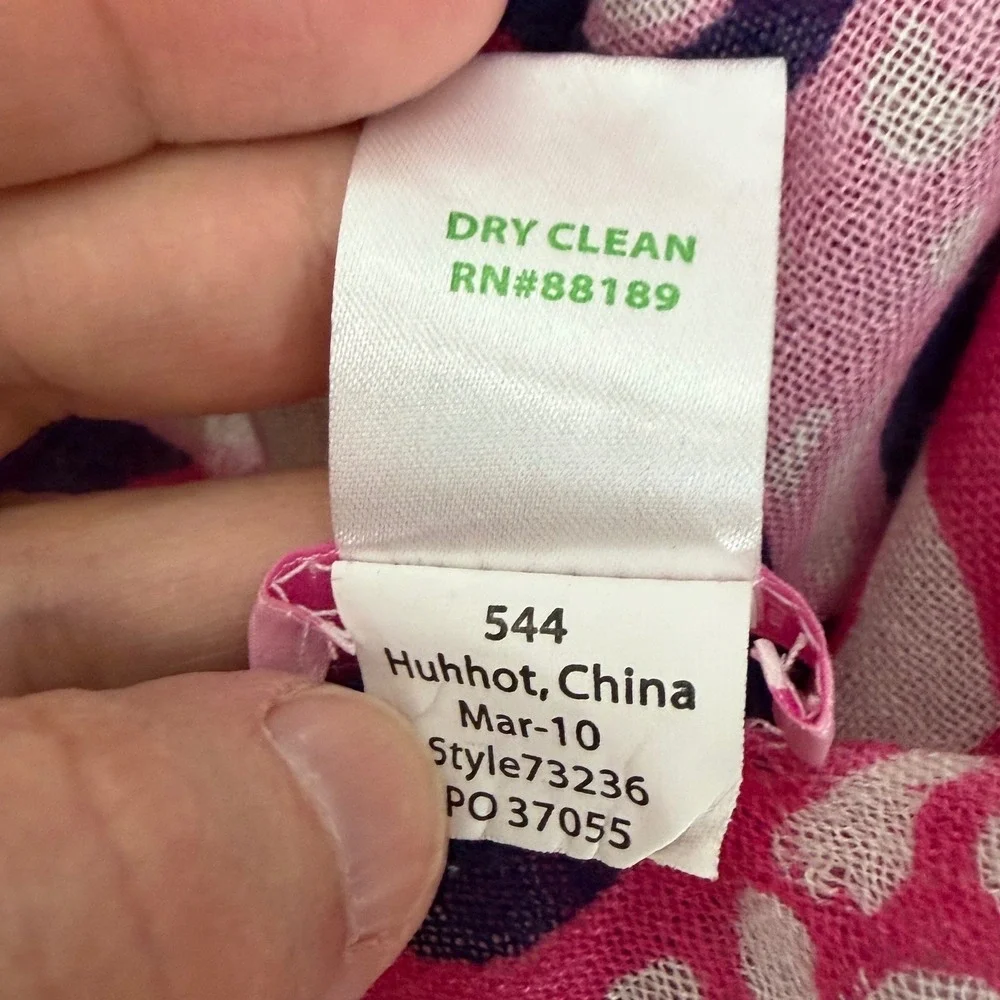 Lilly Pulitzer Murfee Scarf Pink Navy Blue Fish Print Silk Cashmere Coastal Prep